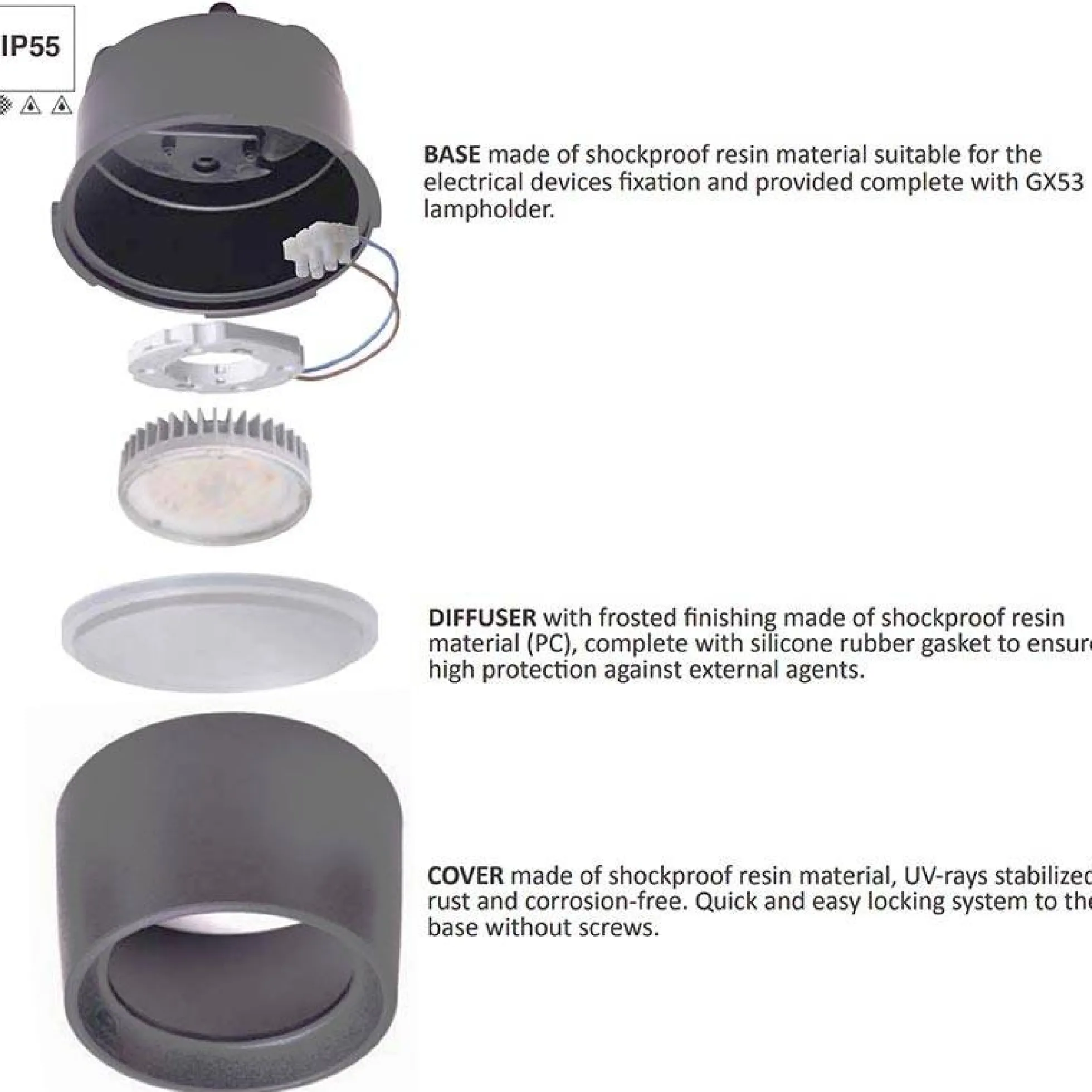 Aplique de techo exterior CCT "Livia 160" FUMAGALLI - 10W - GX53 - IP55