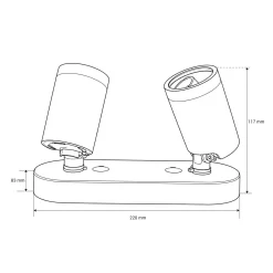 Aplique de techo orientable - 2 x GU10 - Bajo UGR