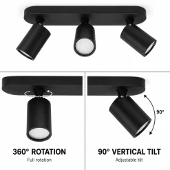 Aplique de techo orientable - 3 x GU10 - Bajo UGR