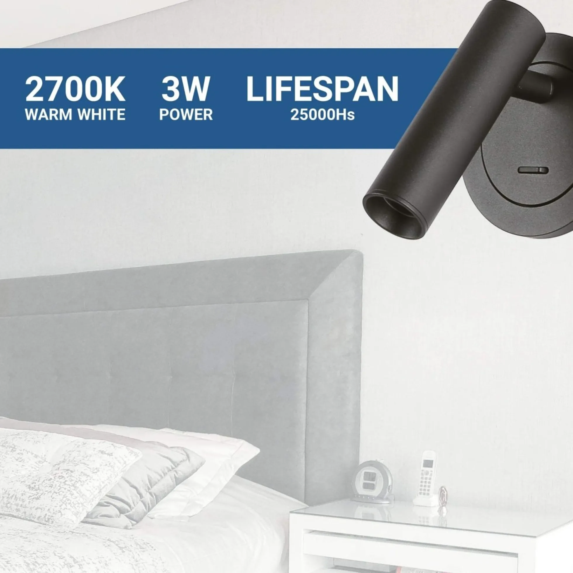 Aplique empotrable para lectura "MILSA" - 3W - 2700K - CRI 85
