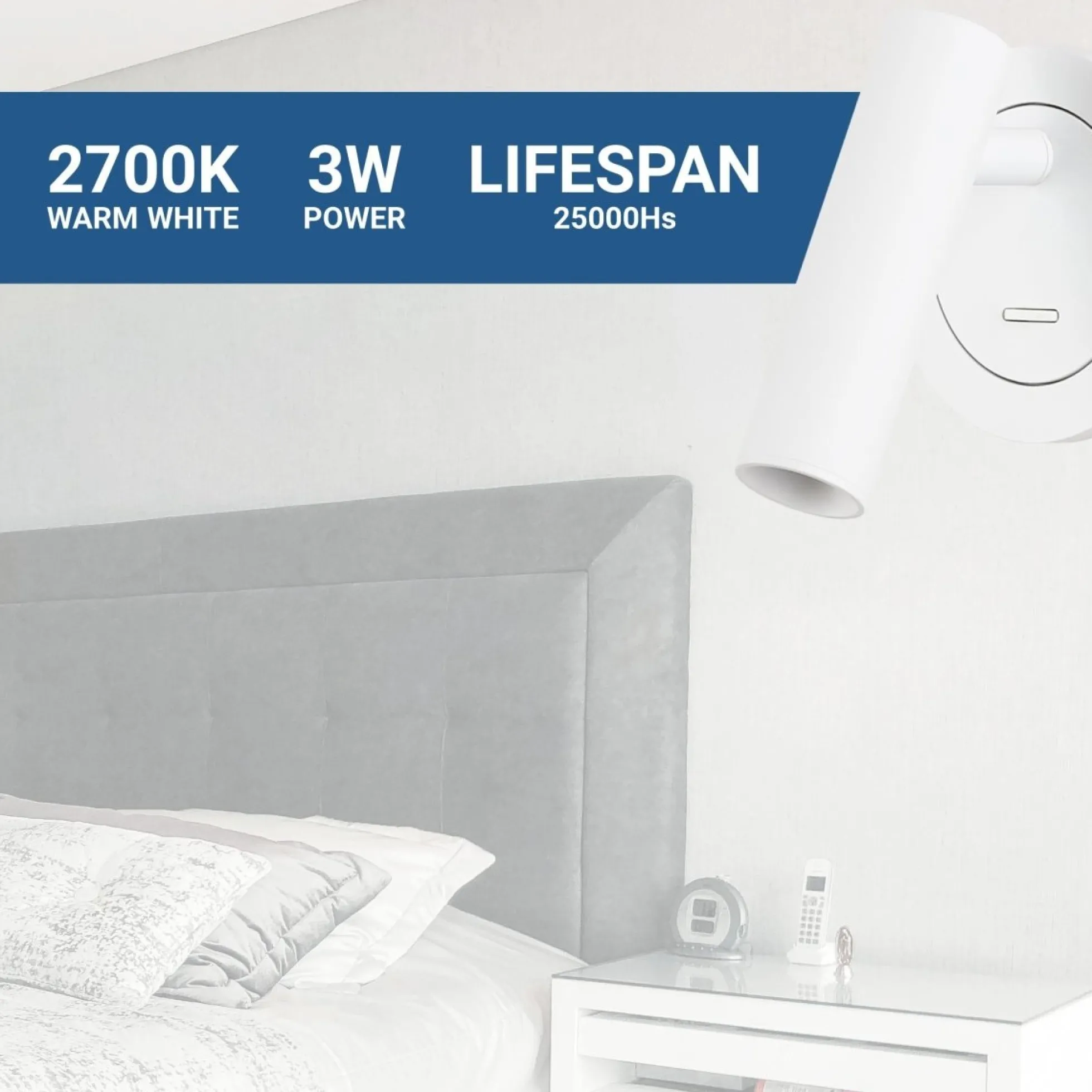 Aplique empotrable para lectura "MILSA" - 3W - 2700K - CRI 85