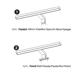 Aplique espejo baño LED - 30cm - 5W | Fijación en espejo y mueble