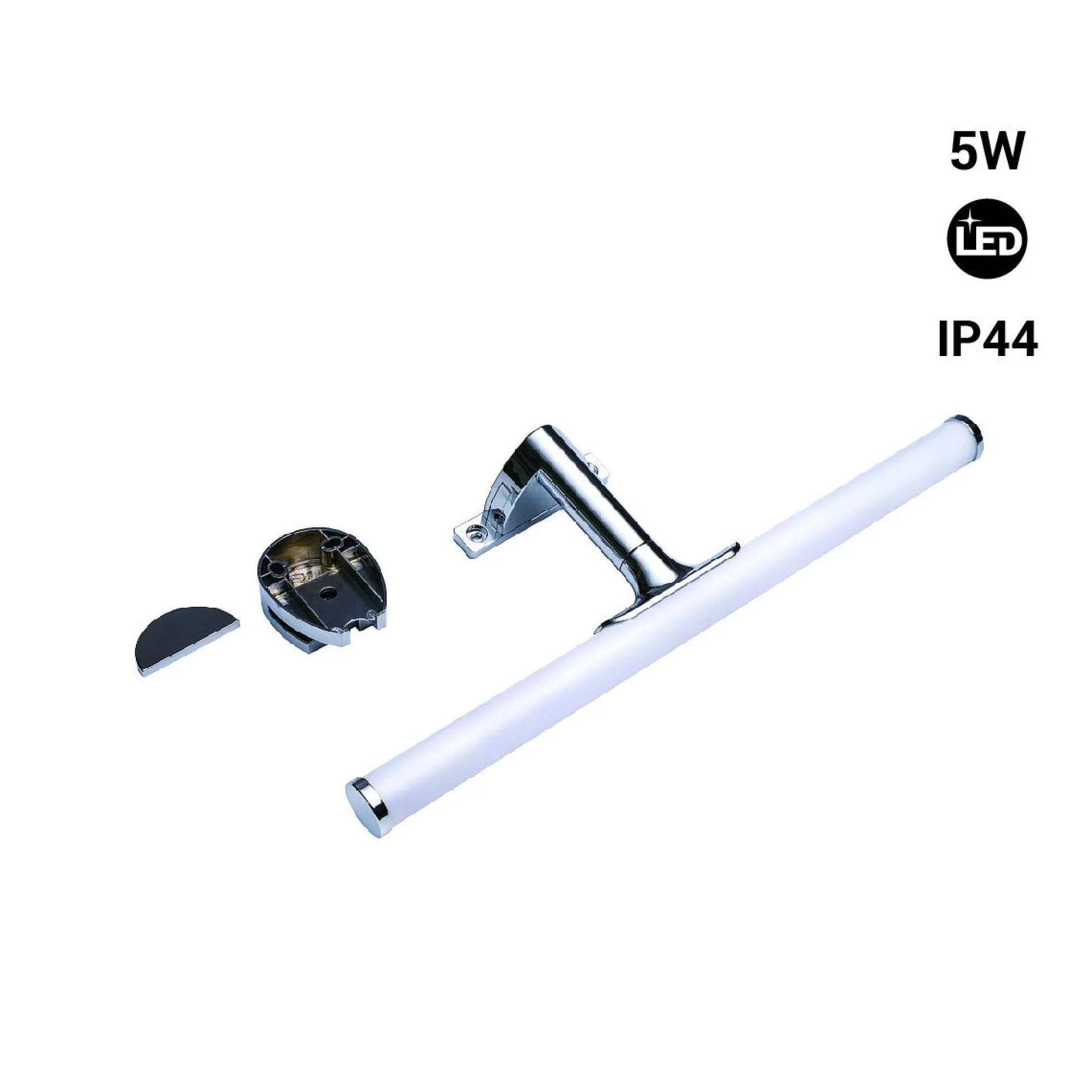 Aplique espejo baño LED tubular - 30cm - 5W | 3 formas de fijación