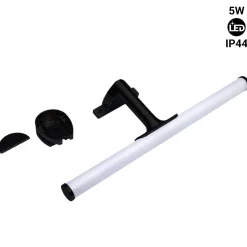 Aplique espejo baño LED tubular - 30cm - 5W | 3 formas de fijación