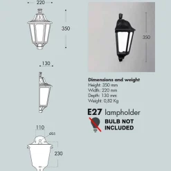 Aplique farol de pared FUMAGALLI IESSE OPAL E27 IP55