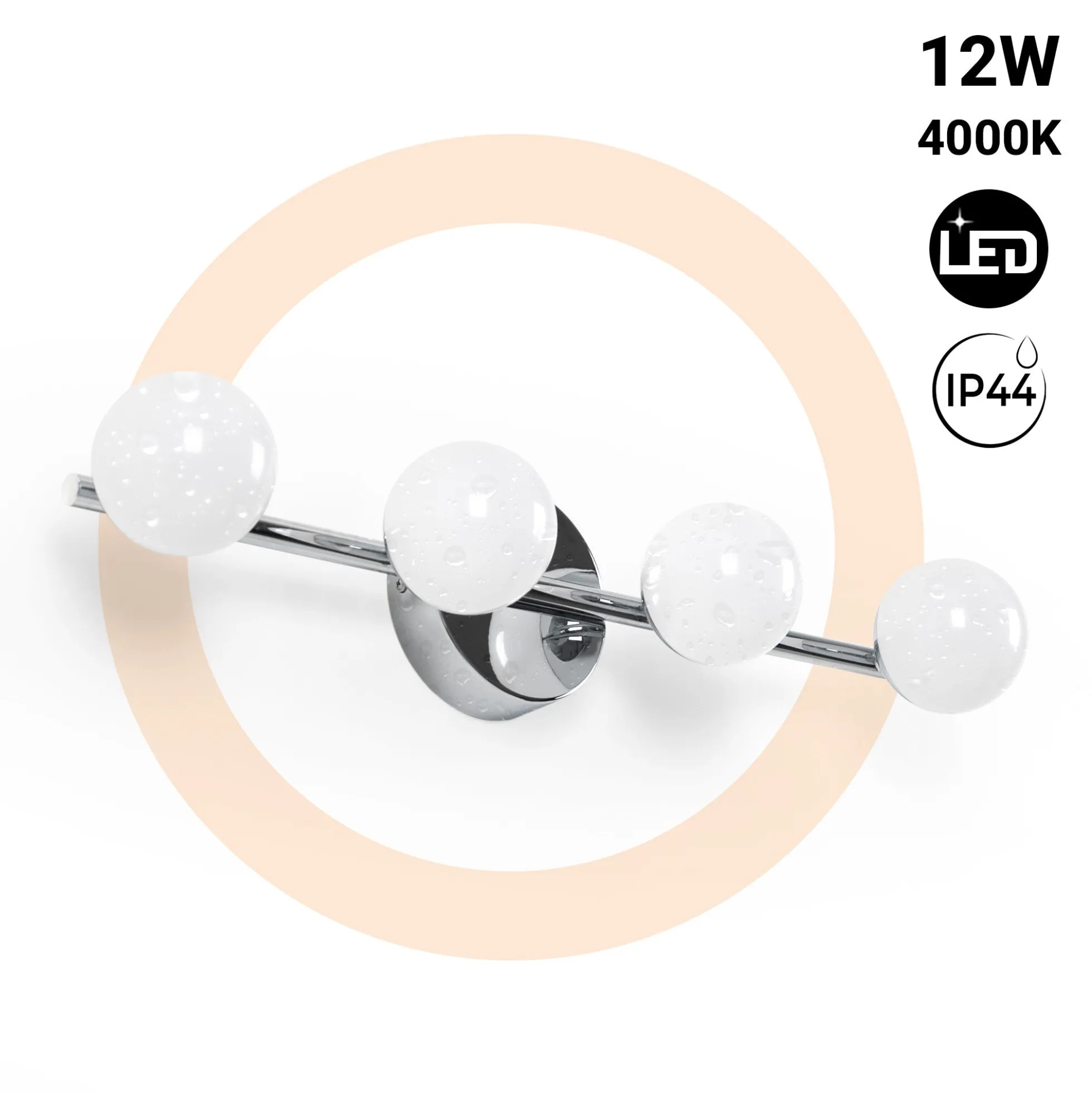 Aplique LED para baño - Esferas frontales - 12W - 4000K