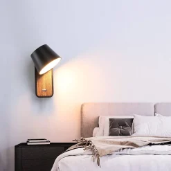 Aplique LED para Dormitorio de Madera rotatorio "KOPPEN" 6W 2700K
