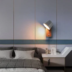 Aplique LED para Dormitorio de Madera rotatorio 