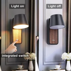 Aplique LED para Dormitorio de Madera rotatorio 
