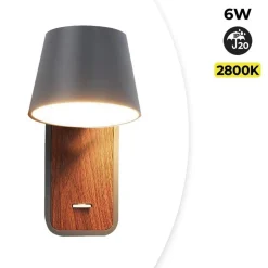 Aplique LED para Dormitorio de Madera rotatorio 