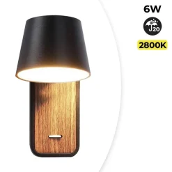 Aplique LED para Dormitorio de Madera rotatorio 