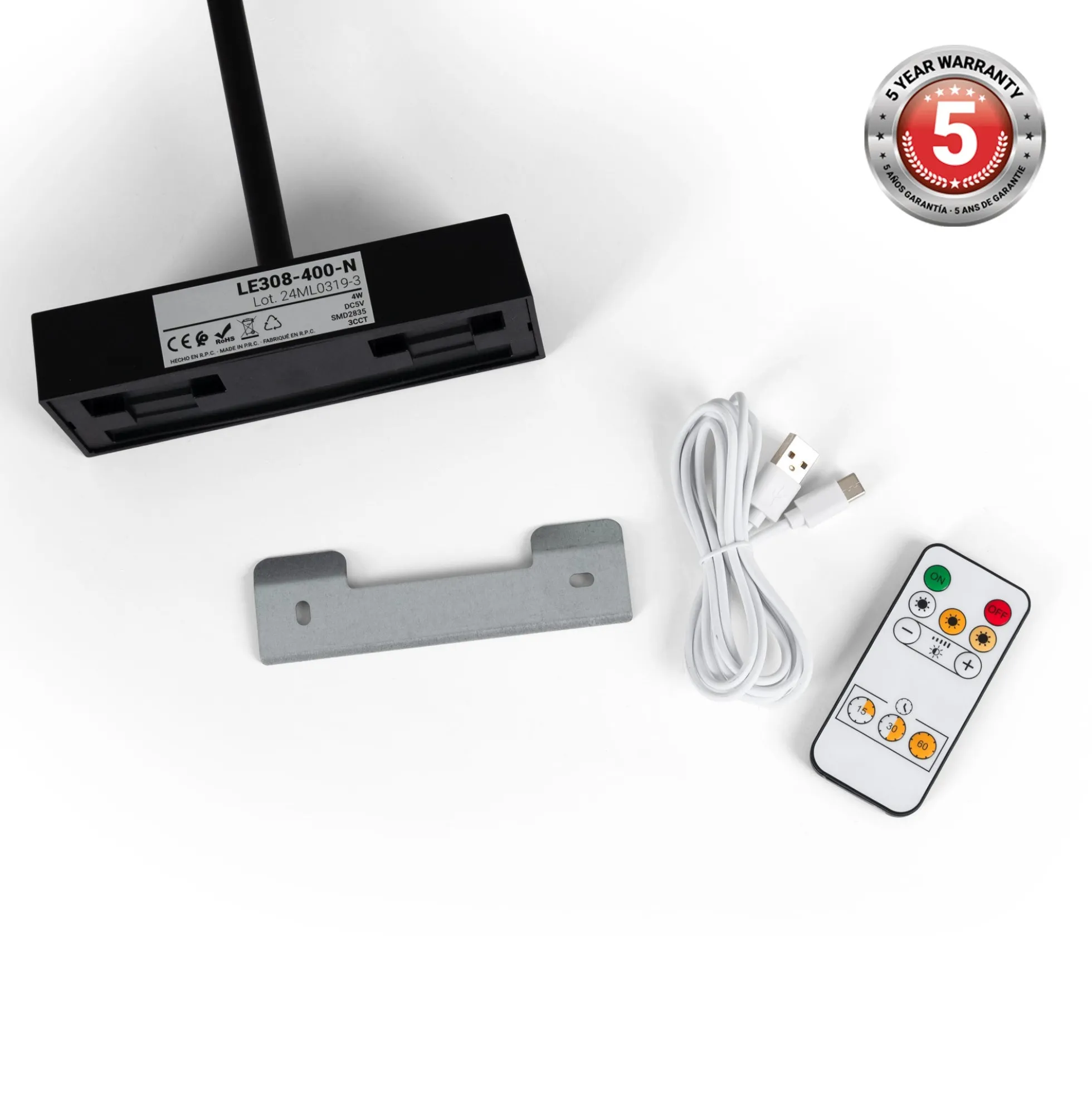 Aplique LED tubular con batería - 4W - Mando a distancia - CCT + DIM + Temporizador
