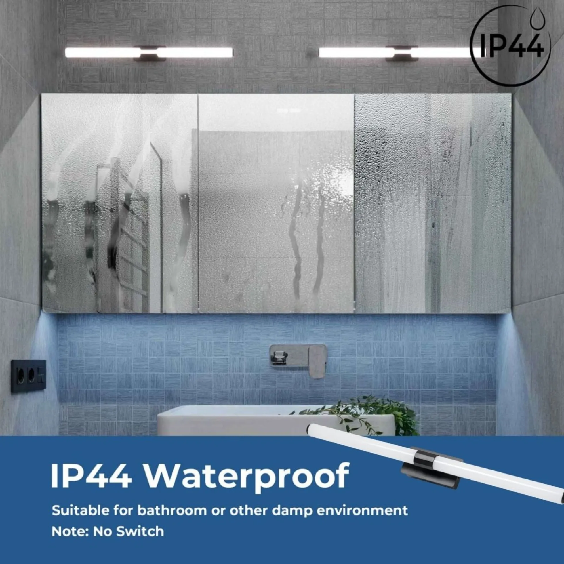 Aplique LED tubular para baño - 8W - IP44 - 60cm