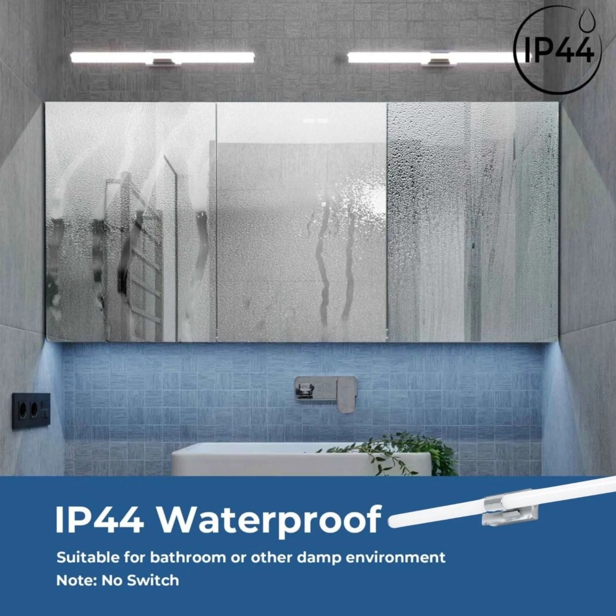 Aplique LED tubular para baño - 8W - IP44 - 60cm