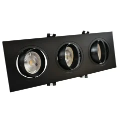 Aro downlight basculante para tres bombillas GU10/MR16 - Corte 75 x 235 mm