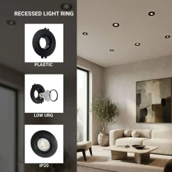Aro downlight circular para bombilla GU10 / MR16 - Bajo UGR - Corte Ø60 mm