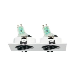 Aro downlight cuadrado basculante doble GU10 / MR16 - Bajo UGR - Corte 75 x 150mm