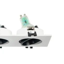 Aro downlight cuadrado basculante doble GU10 / MR16 - Bajo UGR - Corte 75 x 150mm