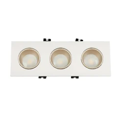 Aro downlight cuadrado basculante triple GU10 / MR16 - Bajo UGR - Corte 75 x 235mm