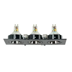 Aro downlight cuadrado basculante triple GU10 / MR16 - Bajo UGR - Corte 75 x 235mm