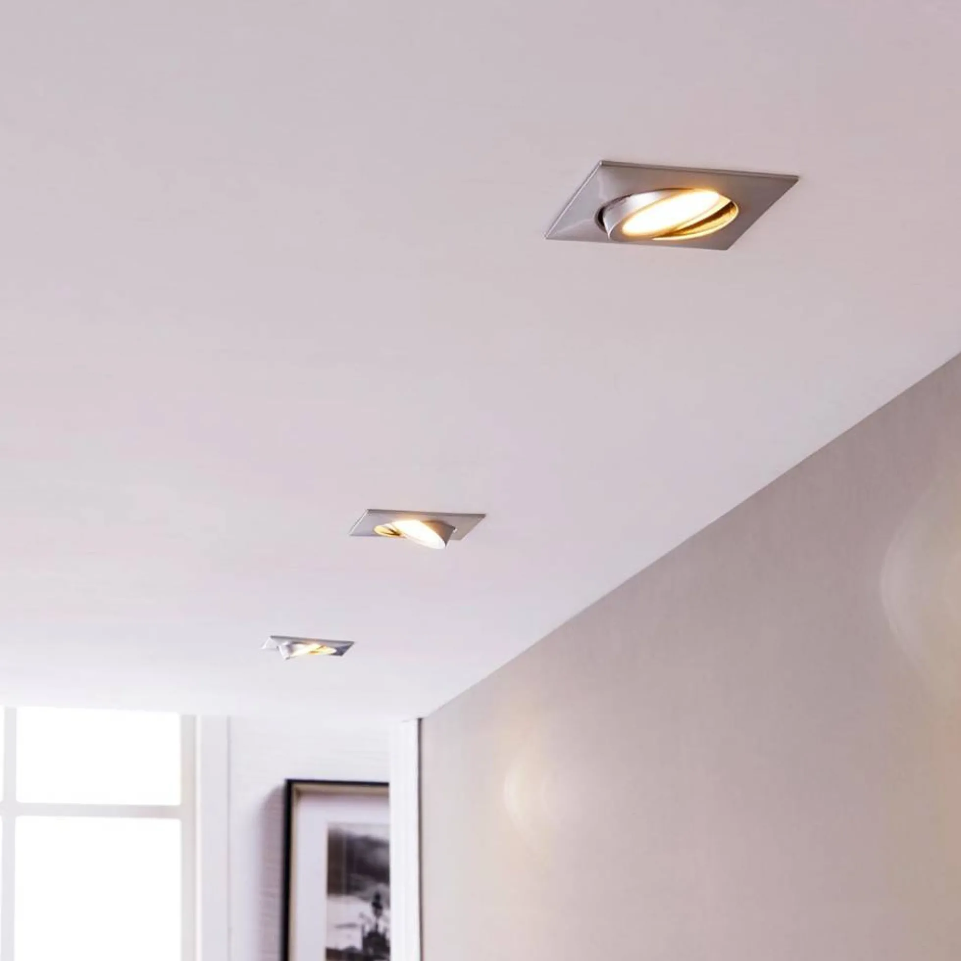 Aro downlight cuadrado basculante para bombilla GU10/MR16 - Corte Ø75mm