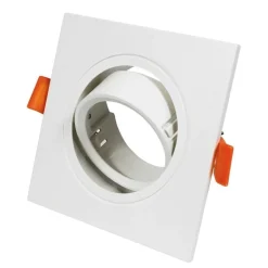 Aro downlight cuadrado basculante para bombilla GU10/MR16 - Corte Ø75mm