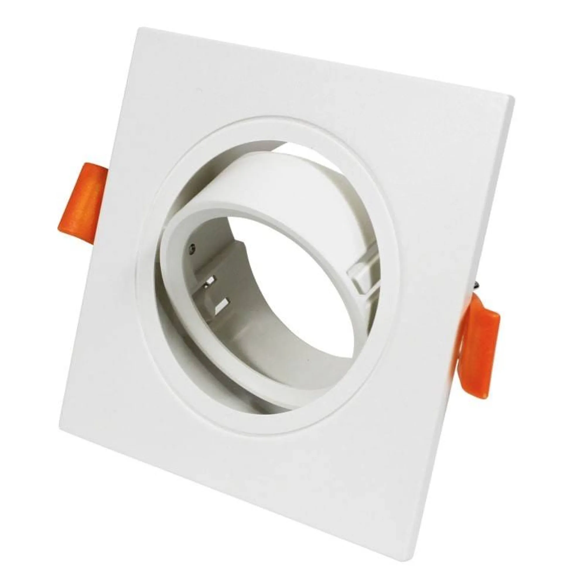Aro downlight cuadrado basculante para bombilla GU10/MR16 - Corte Ø75mm