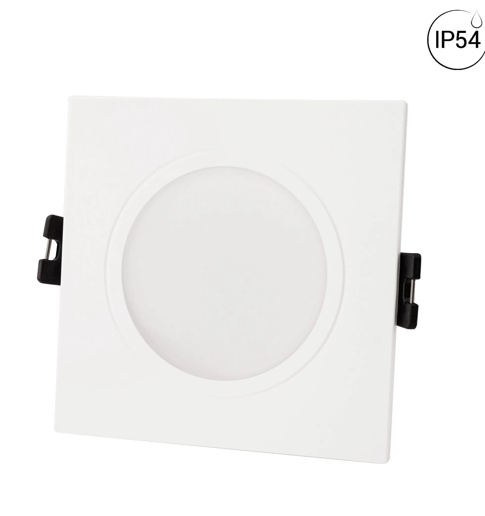Aro downlight cuadrado para bombilla GU10/MR16 - Difusor opal - Corte Ø 75-80 mm - IP54