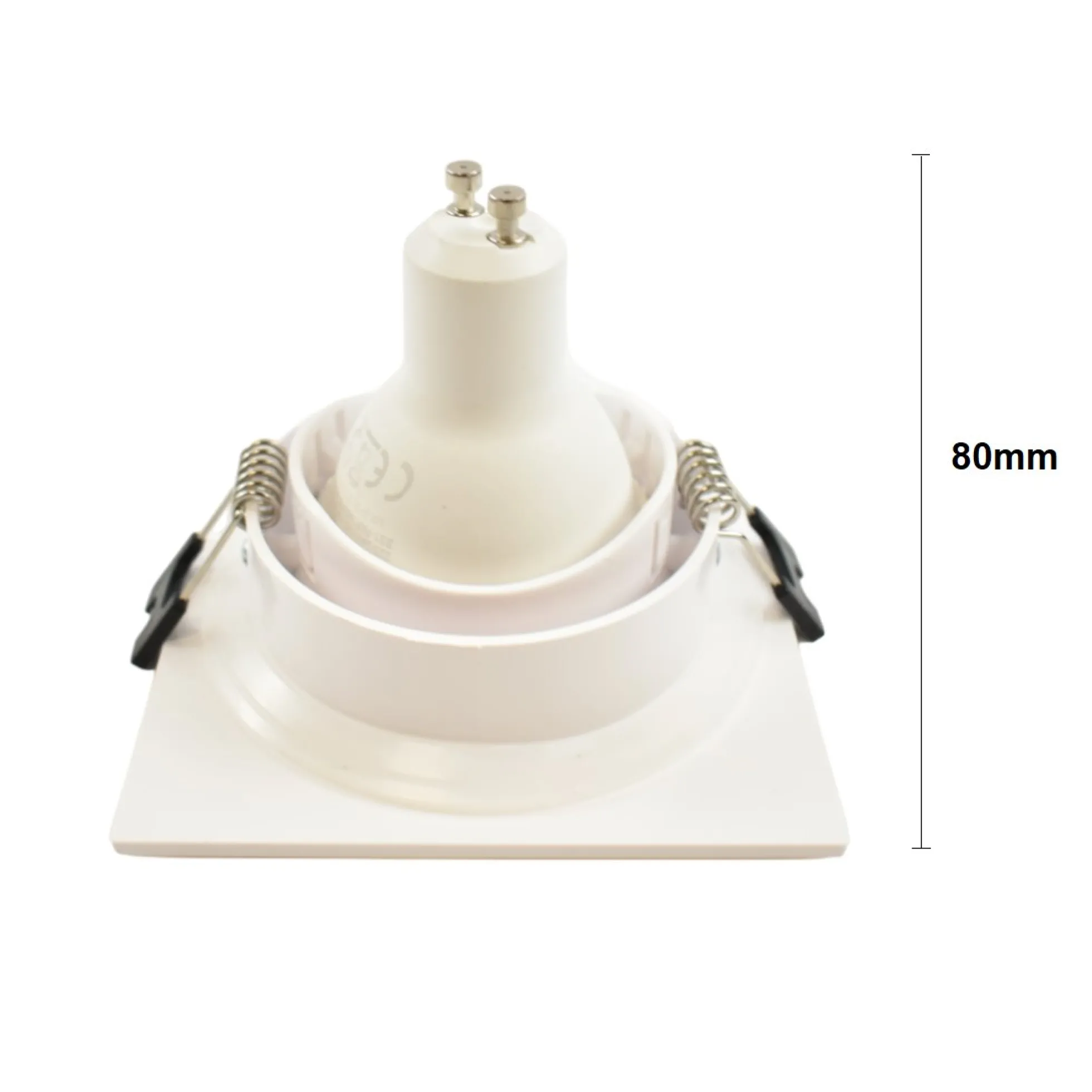 Aro downlight cuadrado para bombilla GU10/MR16 - Difusor opal - Corte Ø 75-80 mm - IP54