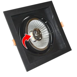 Aro downlight cuadrado tipo cardan para bombilla QR111 ó AR111 - Corte 155 x 155 mm