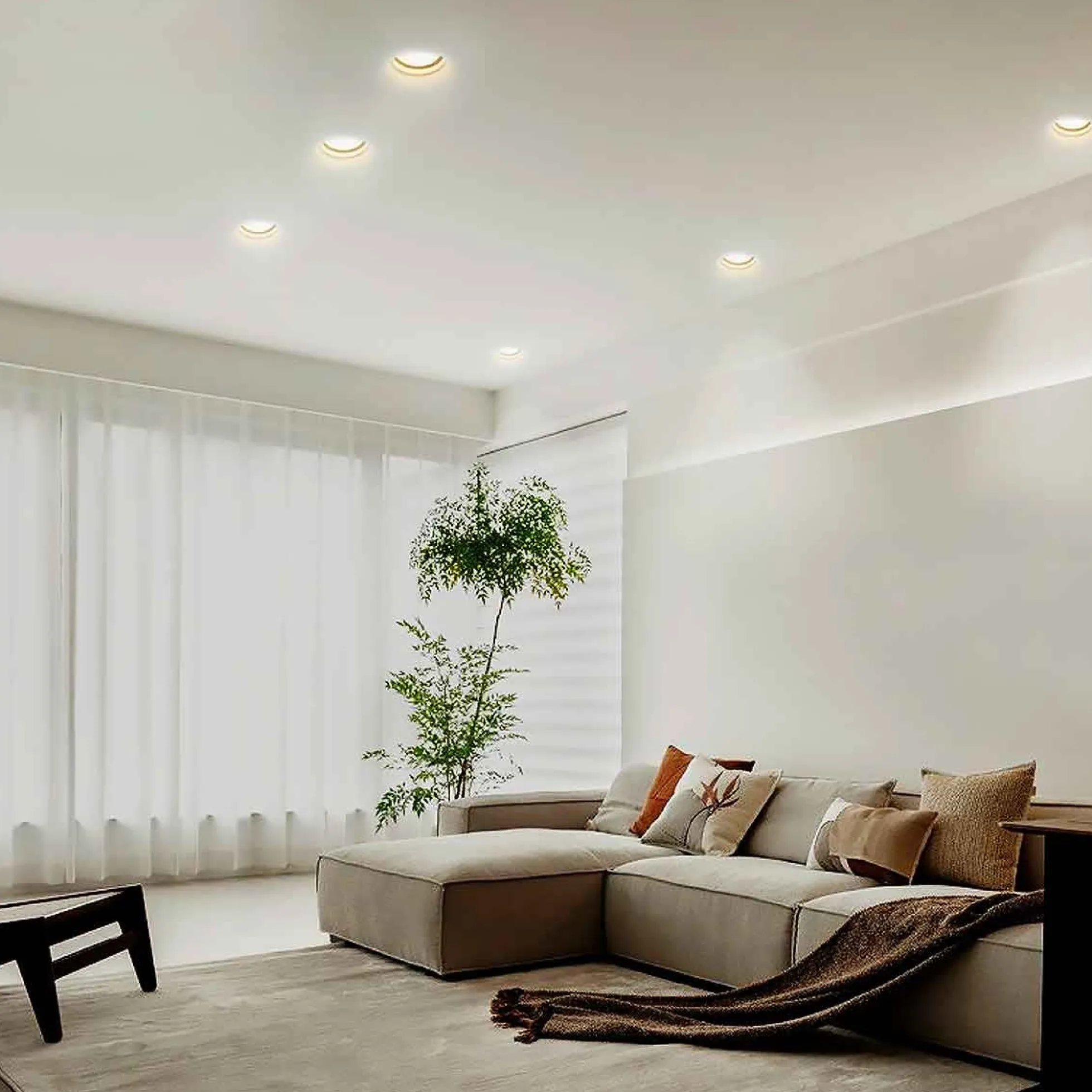 Aro downlight empotrable redondo de Escayola GU10 trimless