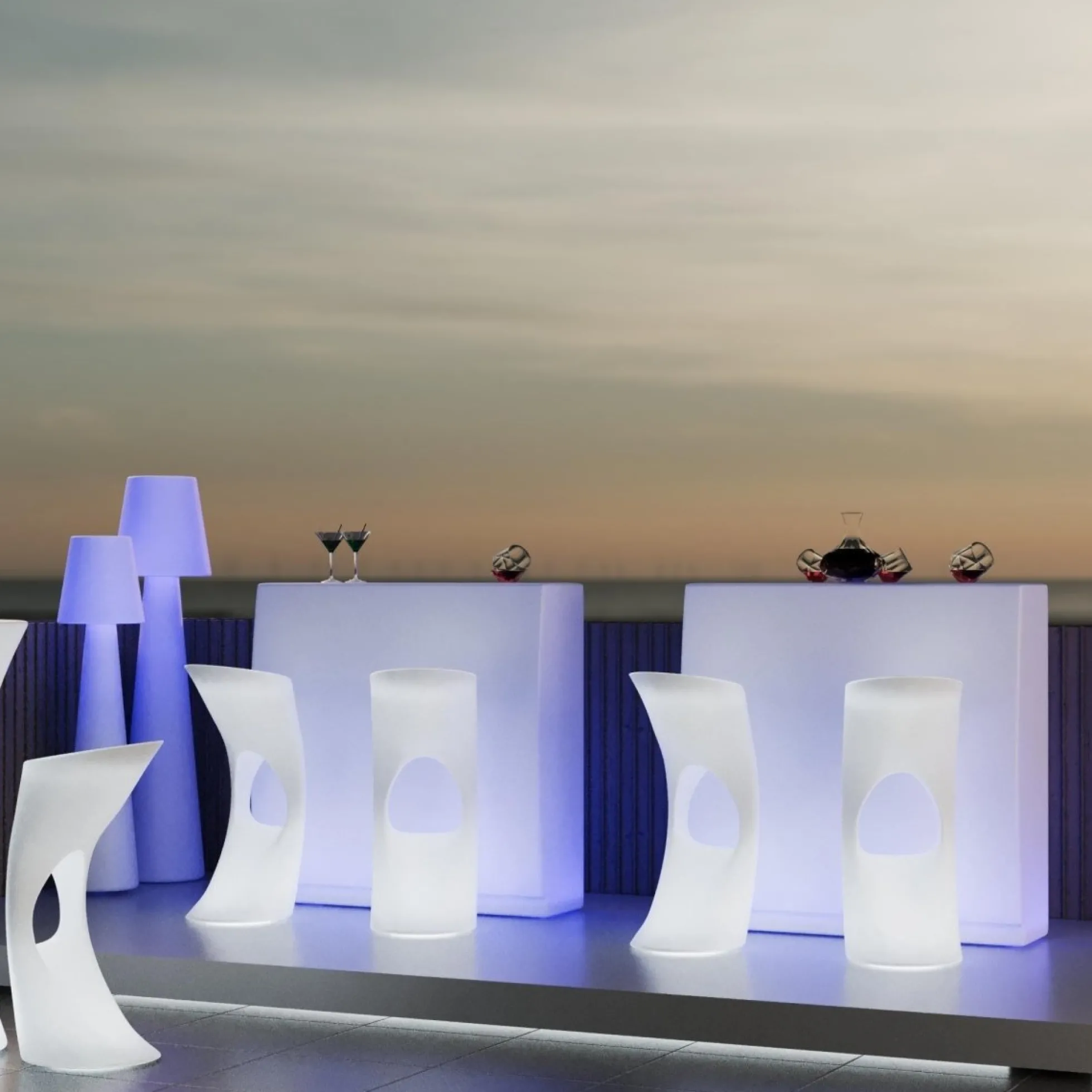 Asiento luminoso LED RGBW - 12W - Recargable