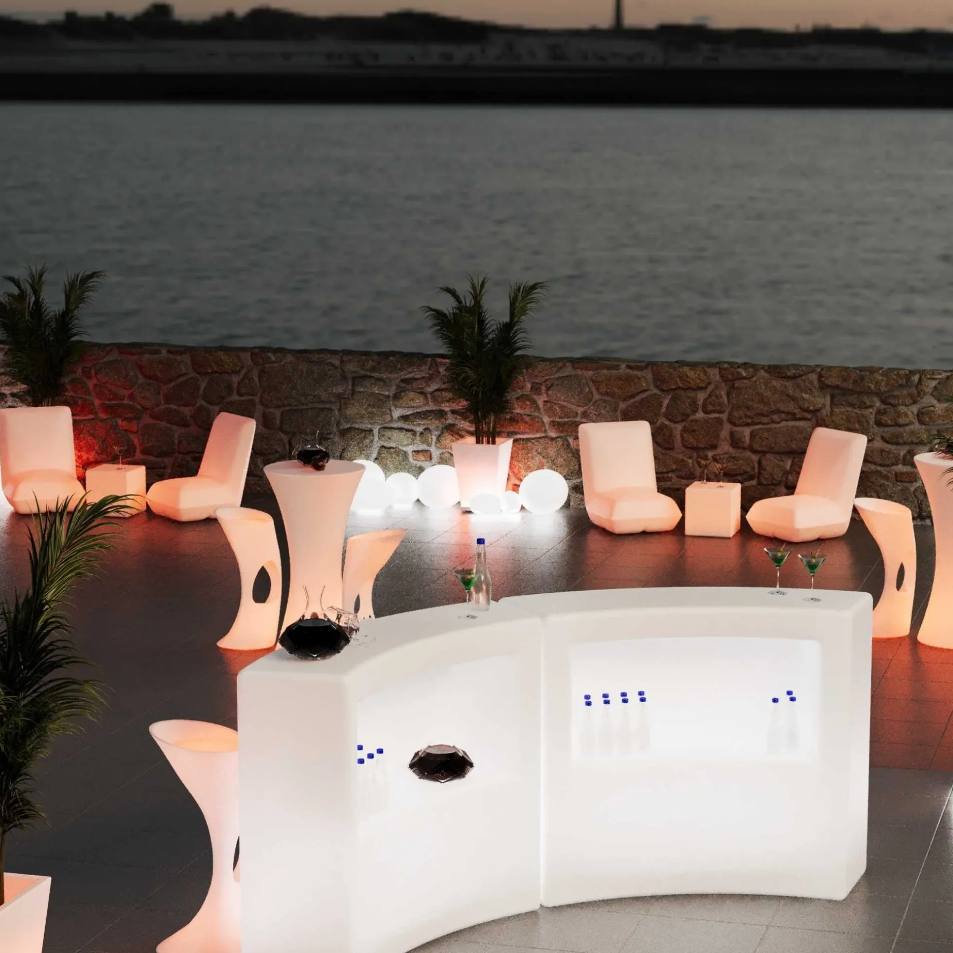 Asiento luminoso LED RGBW - 16W - Recargable