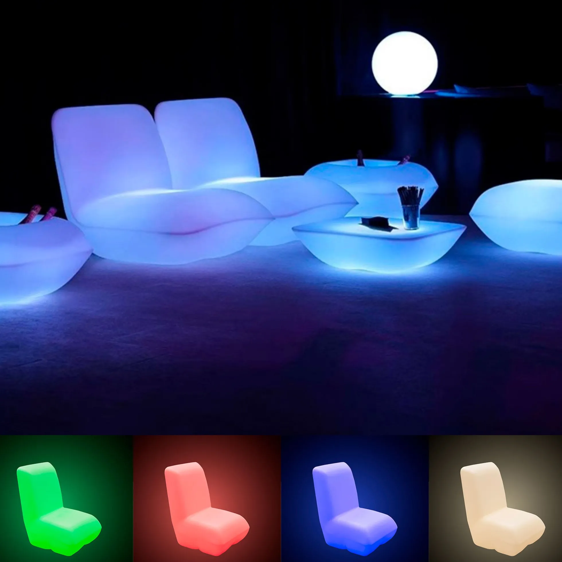 Asiento luminoso LED RGBW - 16W - Recargable