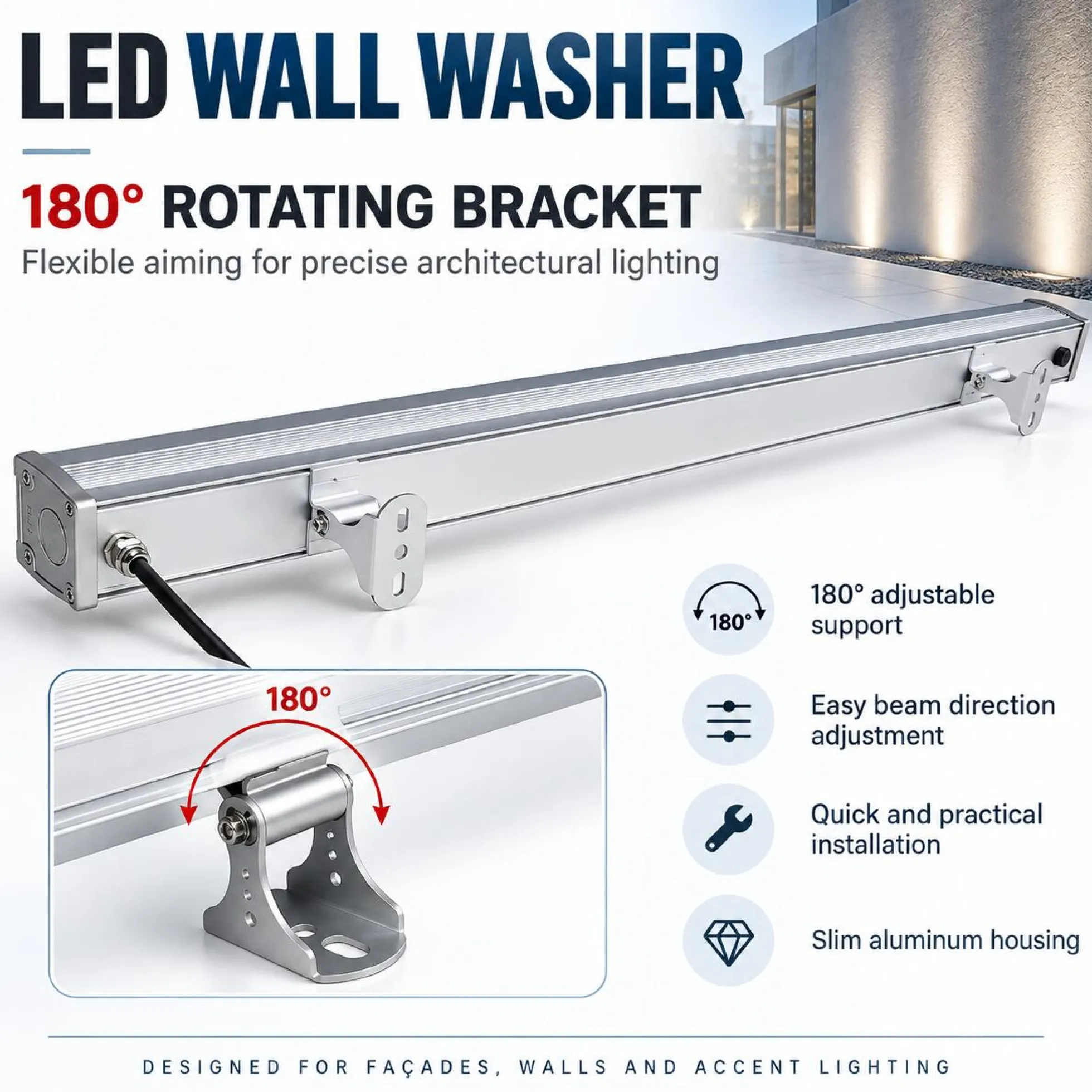 Bañador de pared LED RGB+CCT 48W control RF/WiFi | Mi Light