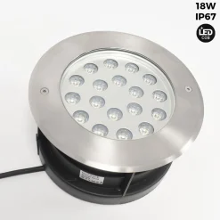 Baliza LED empotrable en suelo 18W - Blanco cálido - Ø21cm - IP67 - 220v