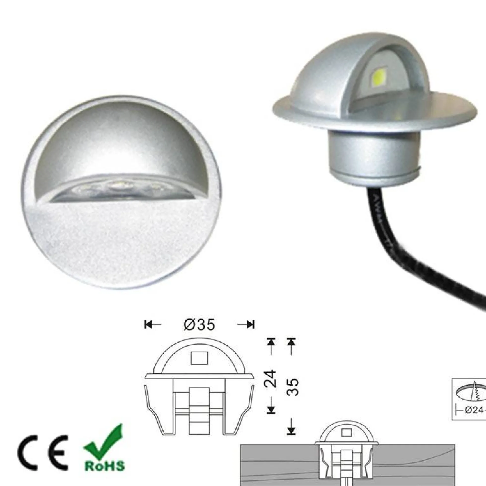 Baliza LED empotrable IP65 12V-DC 0.4W
