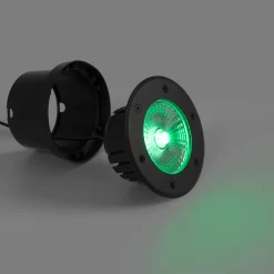 Baliza LED exterior suelo 18W - 12V DC - IP67 - Ø15cm -30º - RGB/3000K