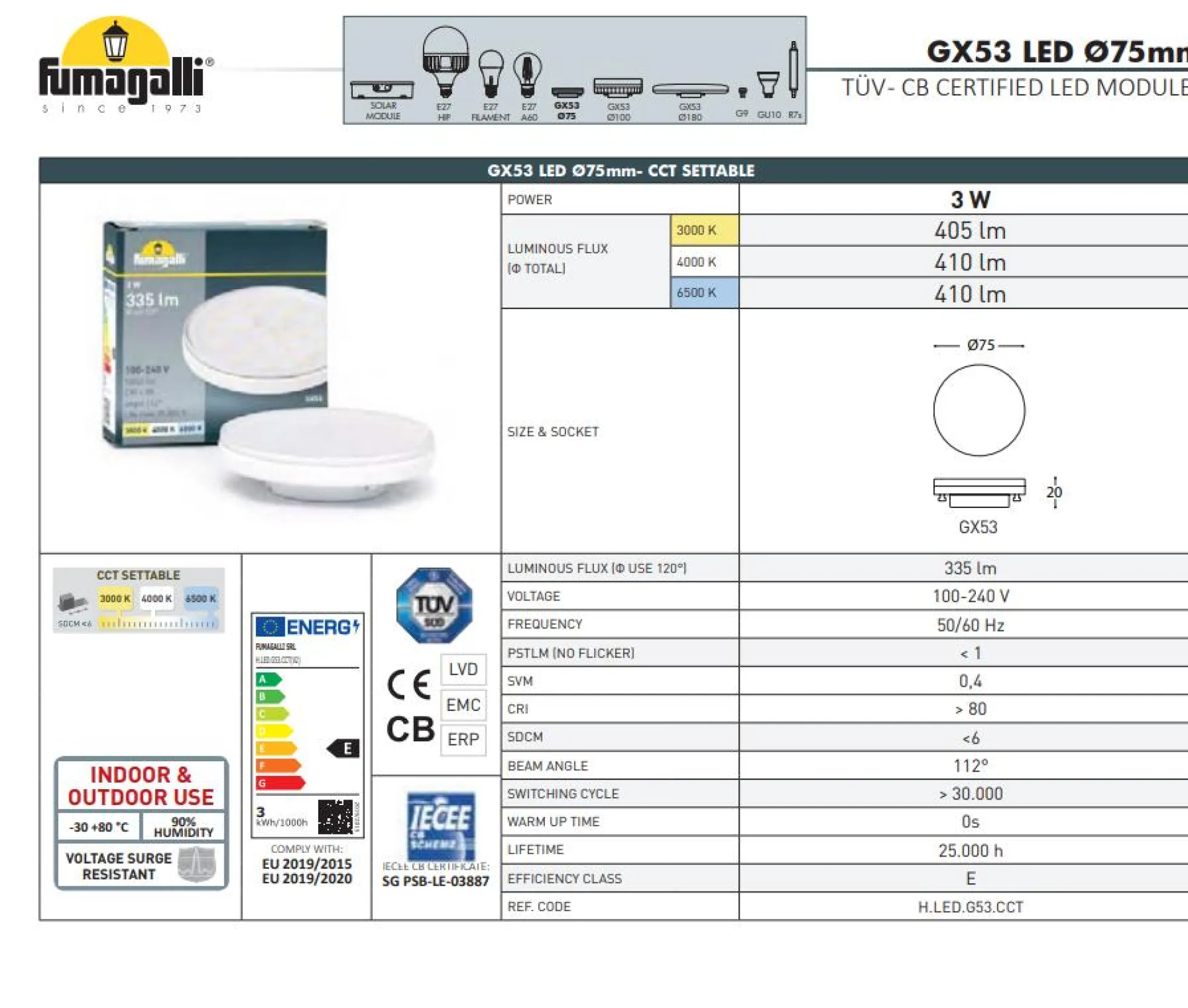 Baliza LED exterior superficie "EXTRALETI 100 - FUMAGALLI"- 3W