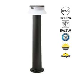 Bolardo solar LED "FELICE 800" con sensor PIR - 73 cm - 4000K - 2 modos de funcionamiento