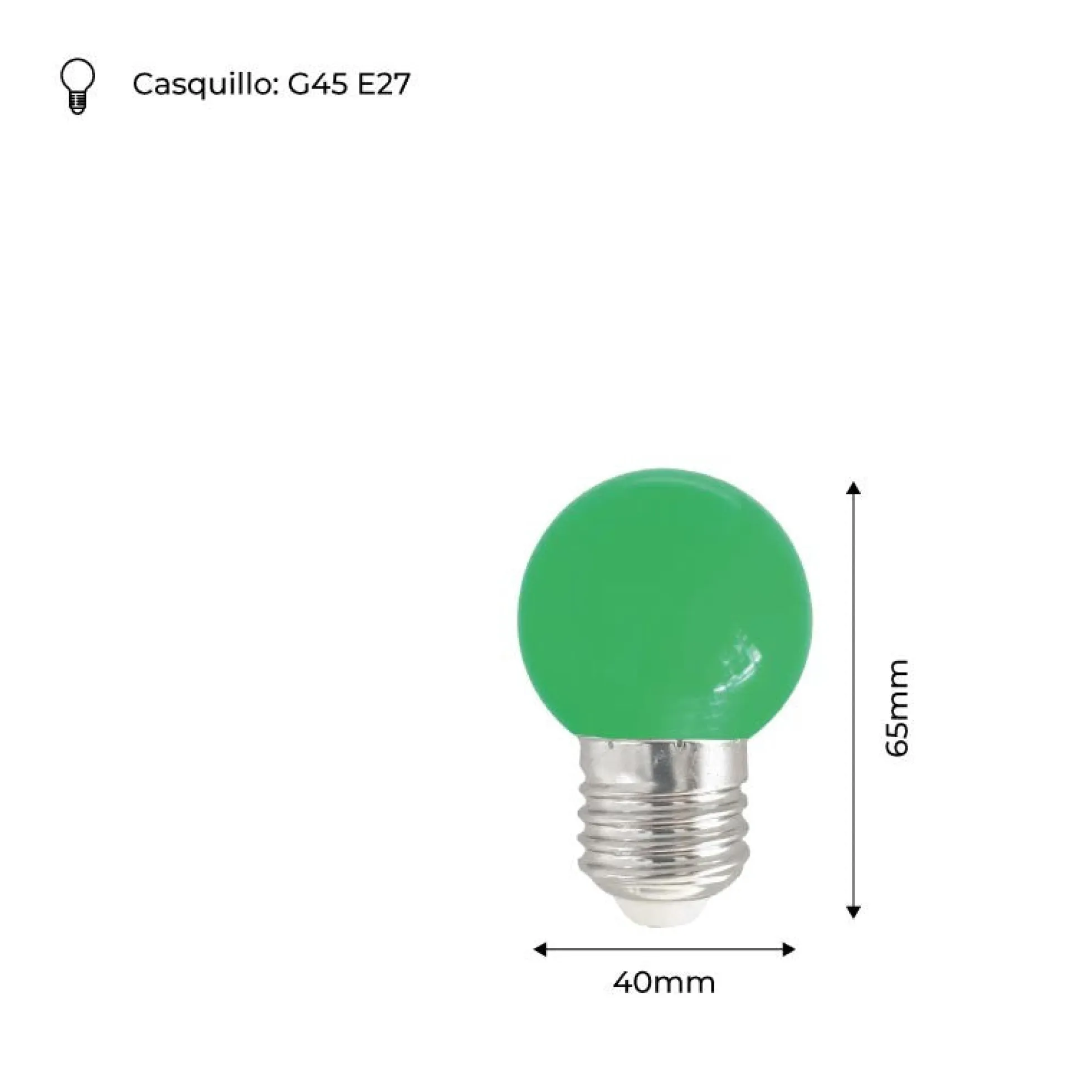 Bombilla de colores LED E27 G45 - 1W