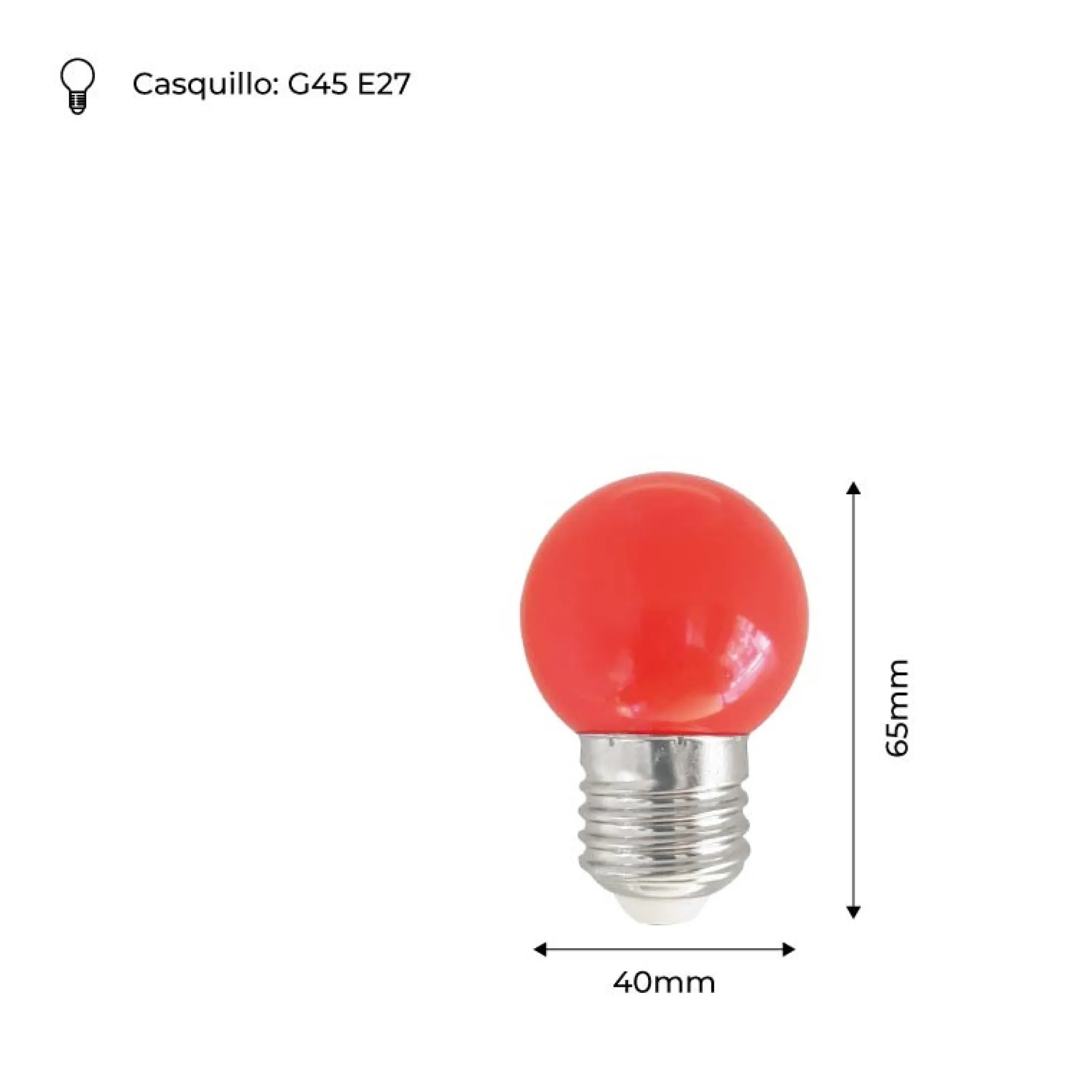 Bombilla de colores LED E27 G45 - 1W