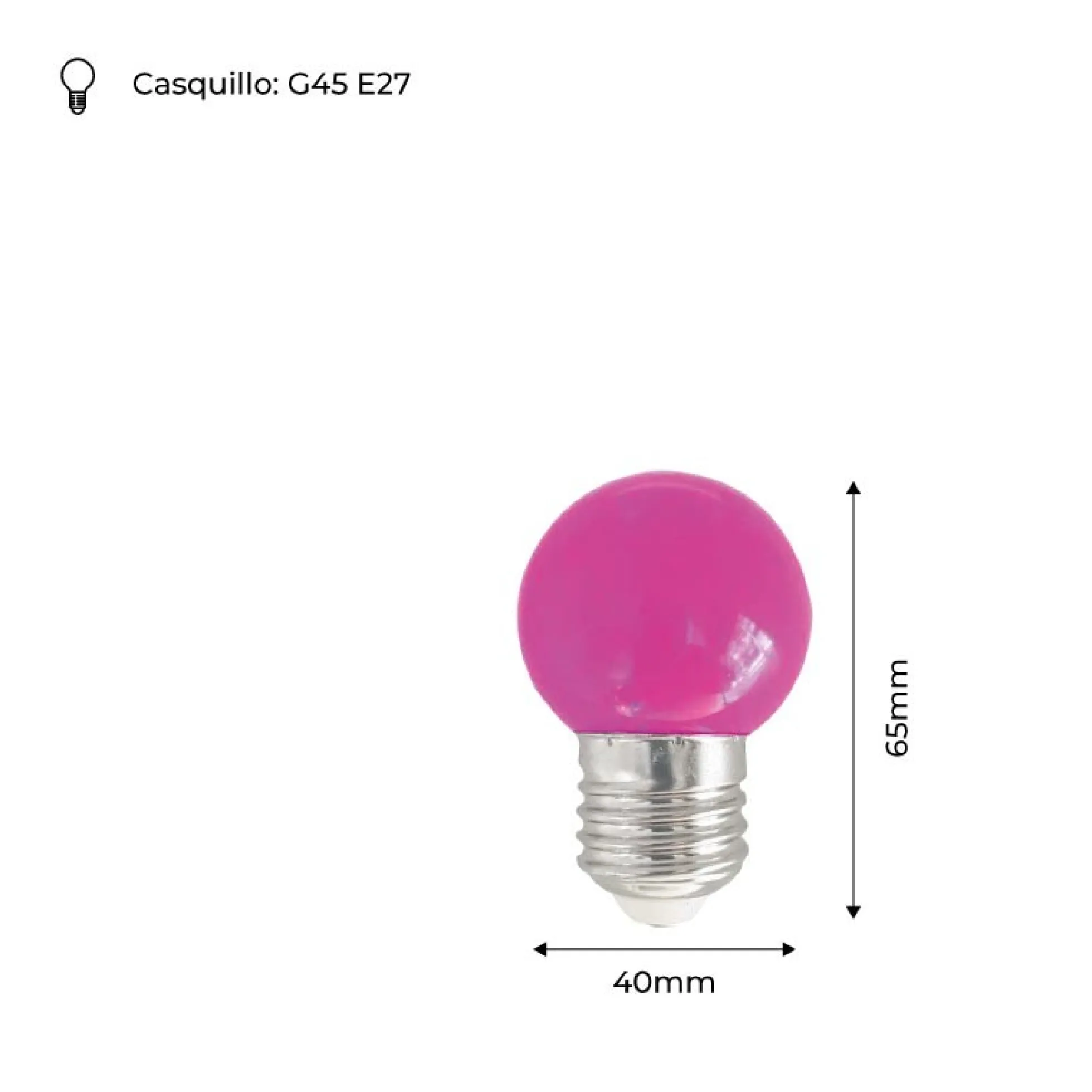 Bombilla de colores LED E27 G45 - 1W