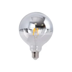 Bombilla decorativa espejada plateada E27 G125 - 6W - 3000K