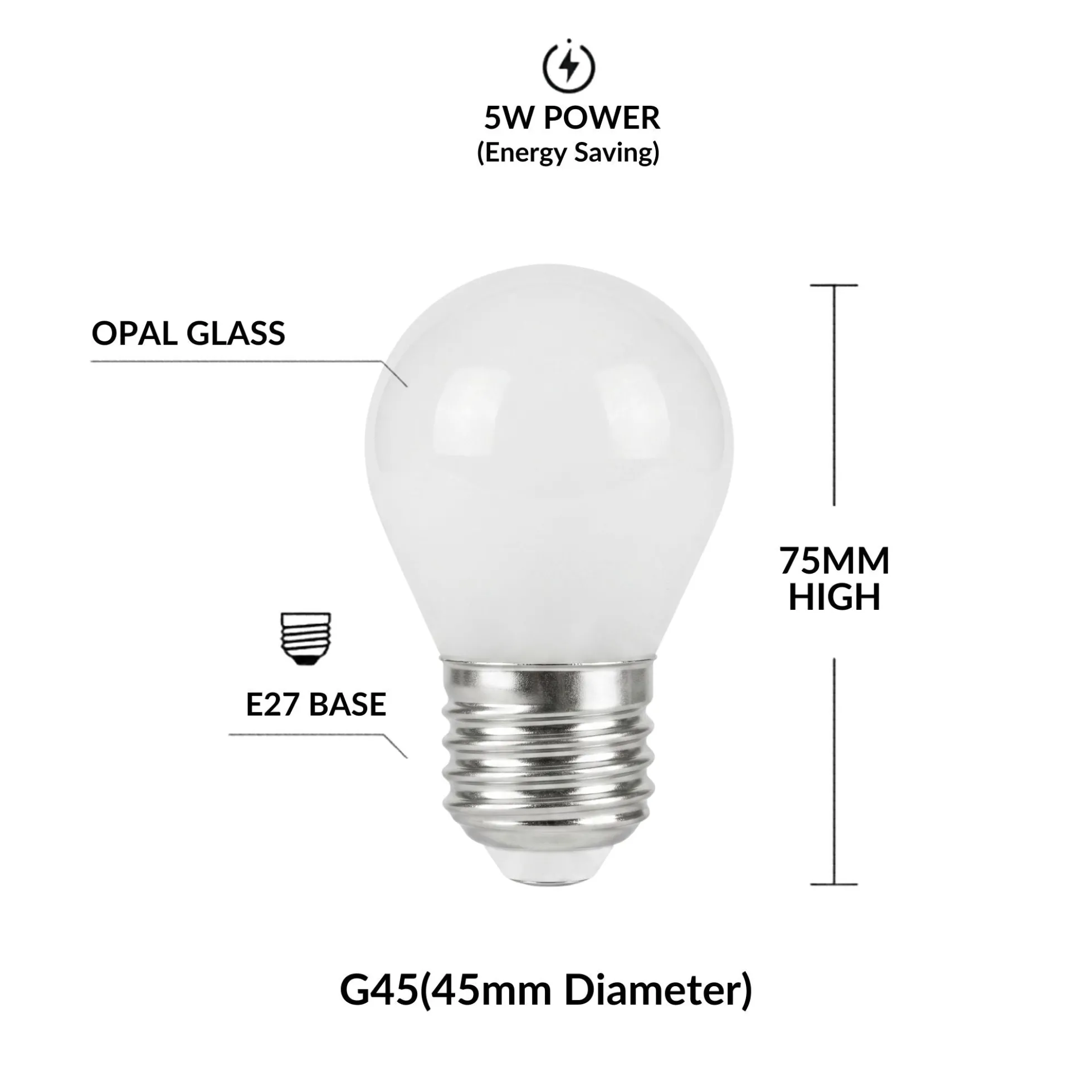 Bombilla filamento LED "Milky" - G45 E27 - 5W - Luz Cálida 3000K