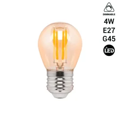 Bombilla filamento LED vintage ámbar - Regulable - E27 G45 - 4W