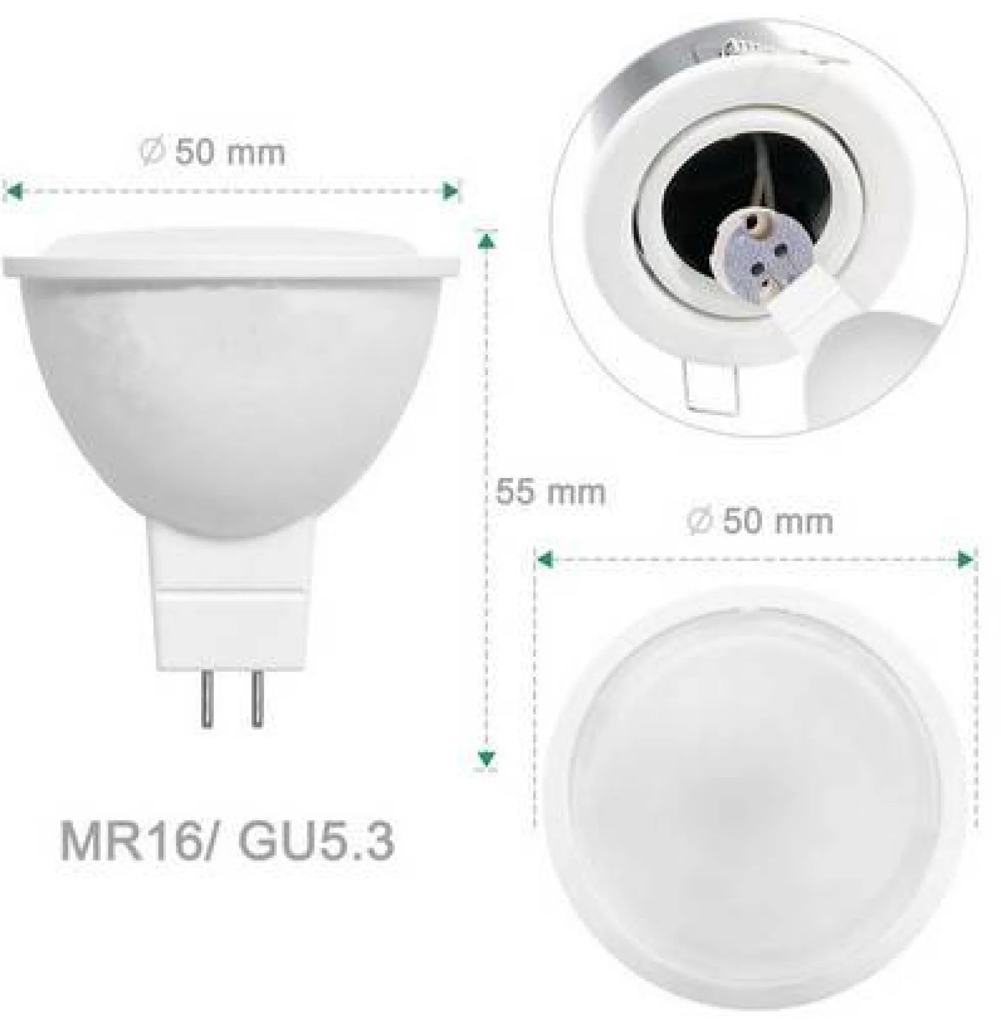 Bombilla GU5.3 LED MR16 12-24V DC 5W