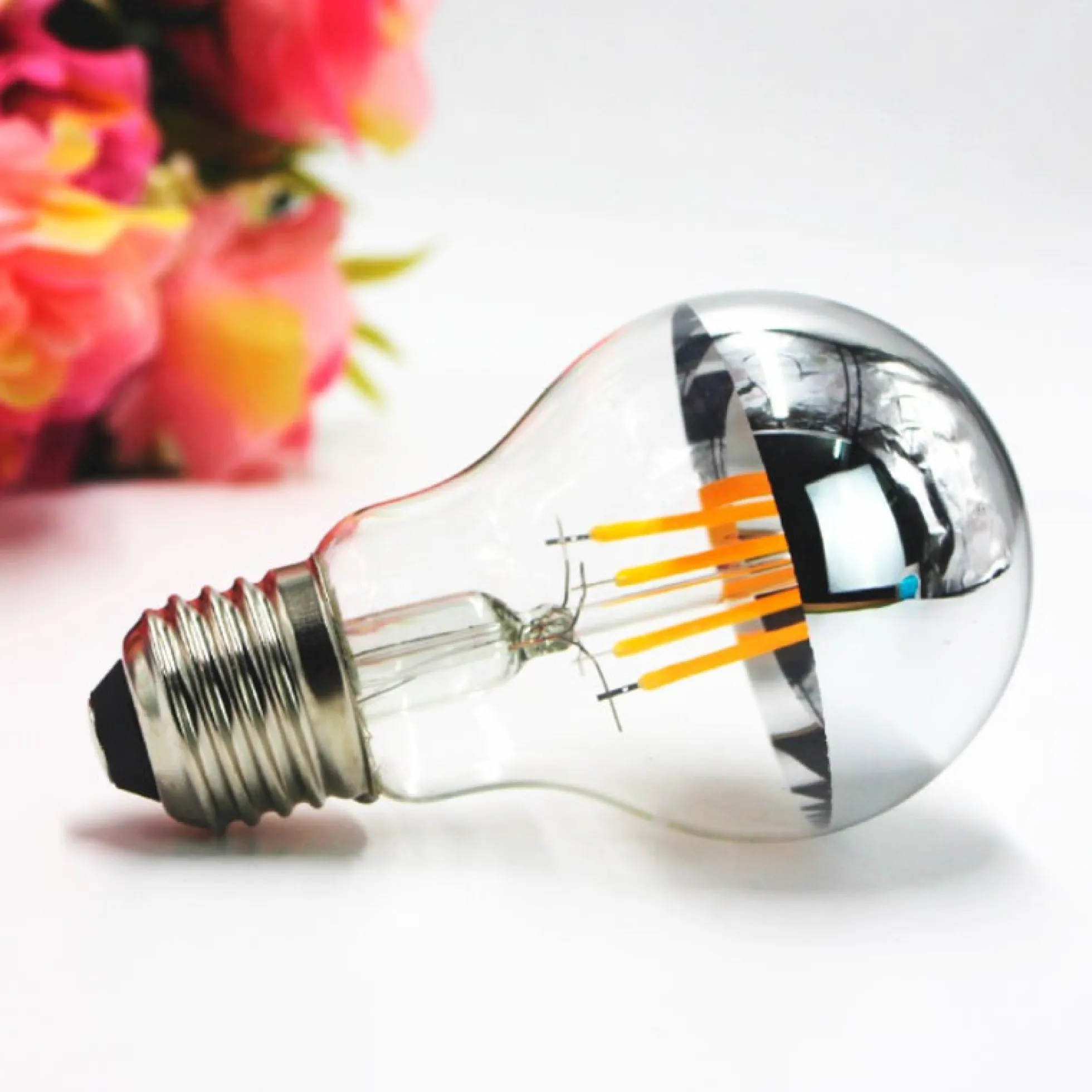 Bombilla Led Efecto Espejo Plateada E27 6W