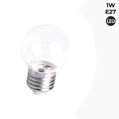 Bombilla LED E27 1W Transparente