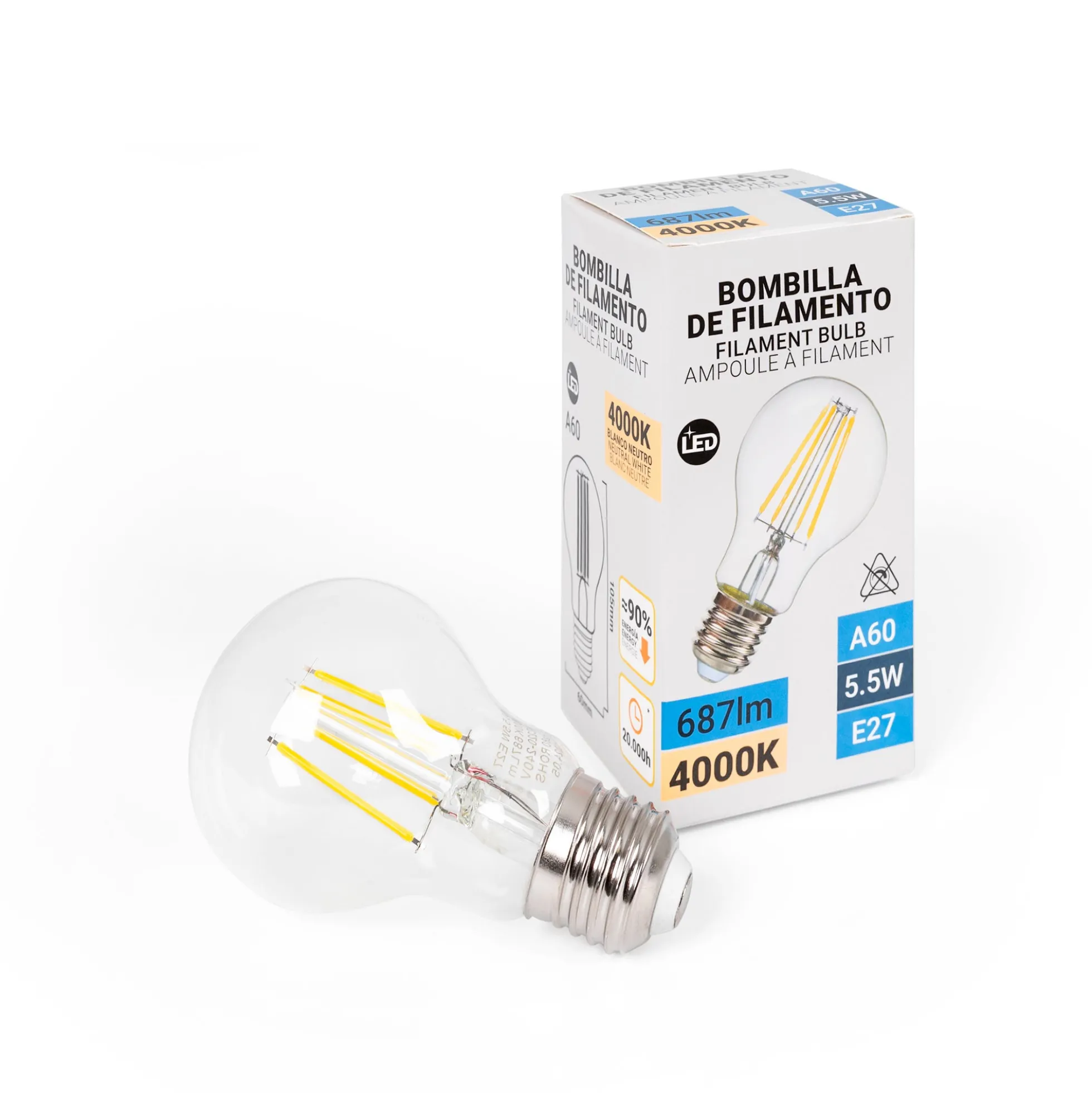 Bombilla LED filamento E27 A60 - 5,5W